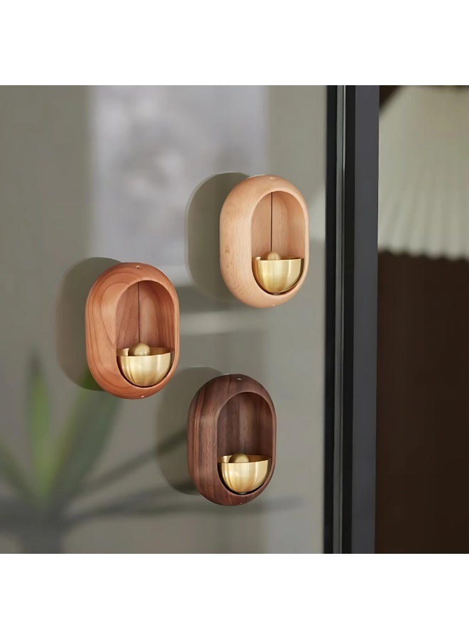 kunshao Wooden Doorbell Shopkeeper Bell Brass Magnetic Wind Chime for Home Store Cafe Fridge Gate No Drill Rustic Entry Decor - Image 2